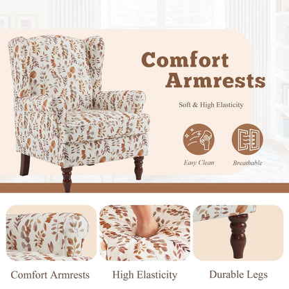 Fauteuil d'appoint moderne Erommy, fauteuil à dossier haut, canapé une place capitonné en tissu avec pieds en bois pour salon