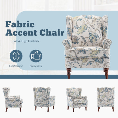 Fauteuil d'appoint moderne Erommy, fauteuil à dossier haut, canapé une place capitonné en tissu avec pieds en bois pour salon