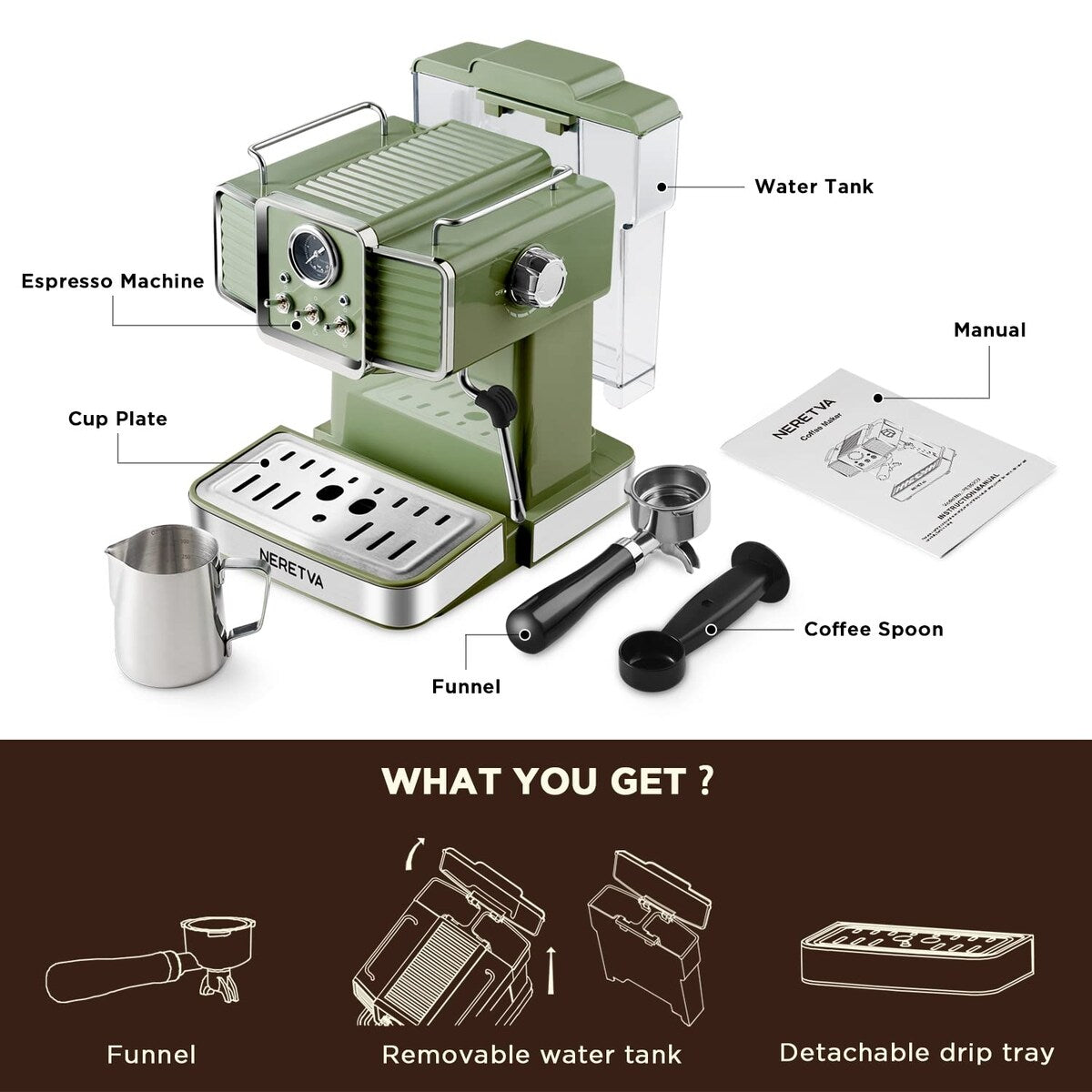 Machine à café expresso avec mousseur à lait et vapeur