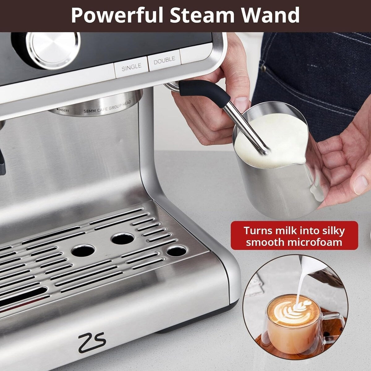 Machine à café expresso avec broyeur intégré et réservoir d'eau de 2,8 L.