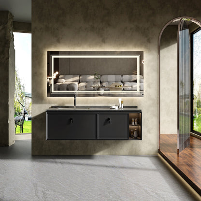 Miroir de salle de bain mural extra large avec éclairage LED, antibuée, 3 couleurs