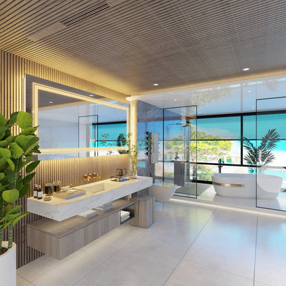 Miroir de salle de bain mural extra large avec éclairage LED, antibuée, 3 couleurs