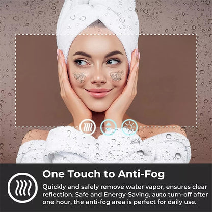 Miroir de salle de bain mural extra large avec éclairage LED, antibuée, 3 couleurs