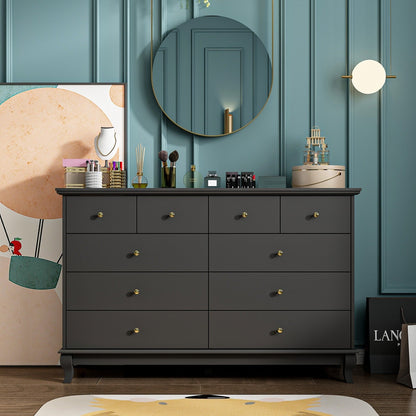 Commode double à 10 tiroirs pour chambre à coucher, blanche, grand espace de rangement