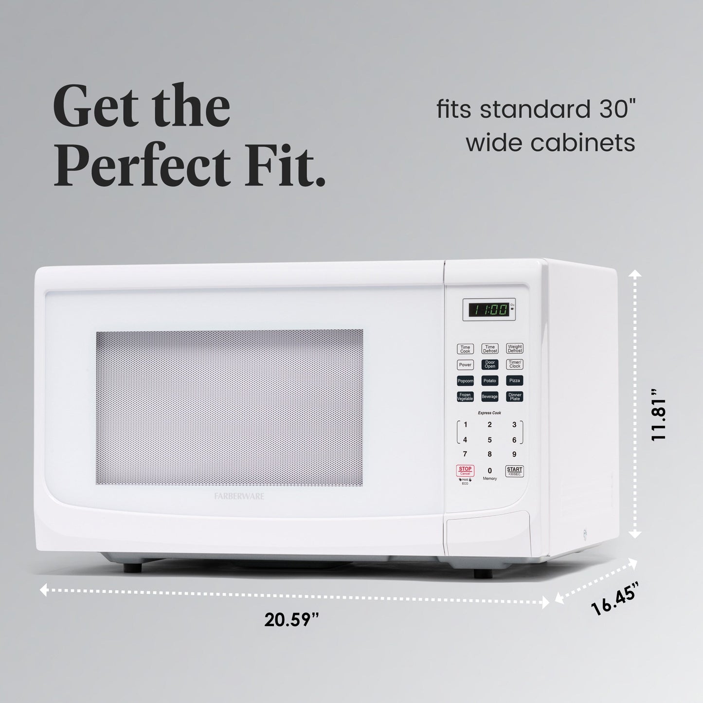 Four à micro-ondes de comptoir Farberware 1000 watts, 31 litres (1,1 pi³), avec éclairage DEL et sécurité enfant