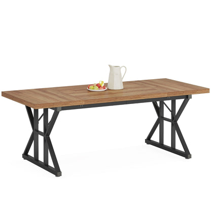 Table de salle à manger de style campagnard pour 6 personnes, table de cuisine rectangulaire en bois de 180 cm (70,8 pouces).