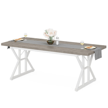 Table de salle à manger de style campagnard pour 6 personnes, table de cuisine rectangulaire en bois de 180 cm (70,8 pouces).