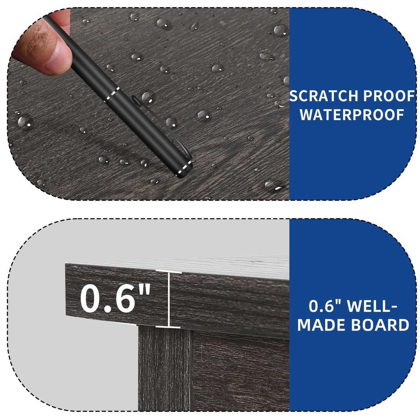 Meuble TV de style campagnard pour téléviseur jusqu'à 65 pouces avec portes et étagères ouvertes, console multimédia et prise électrique.