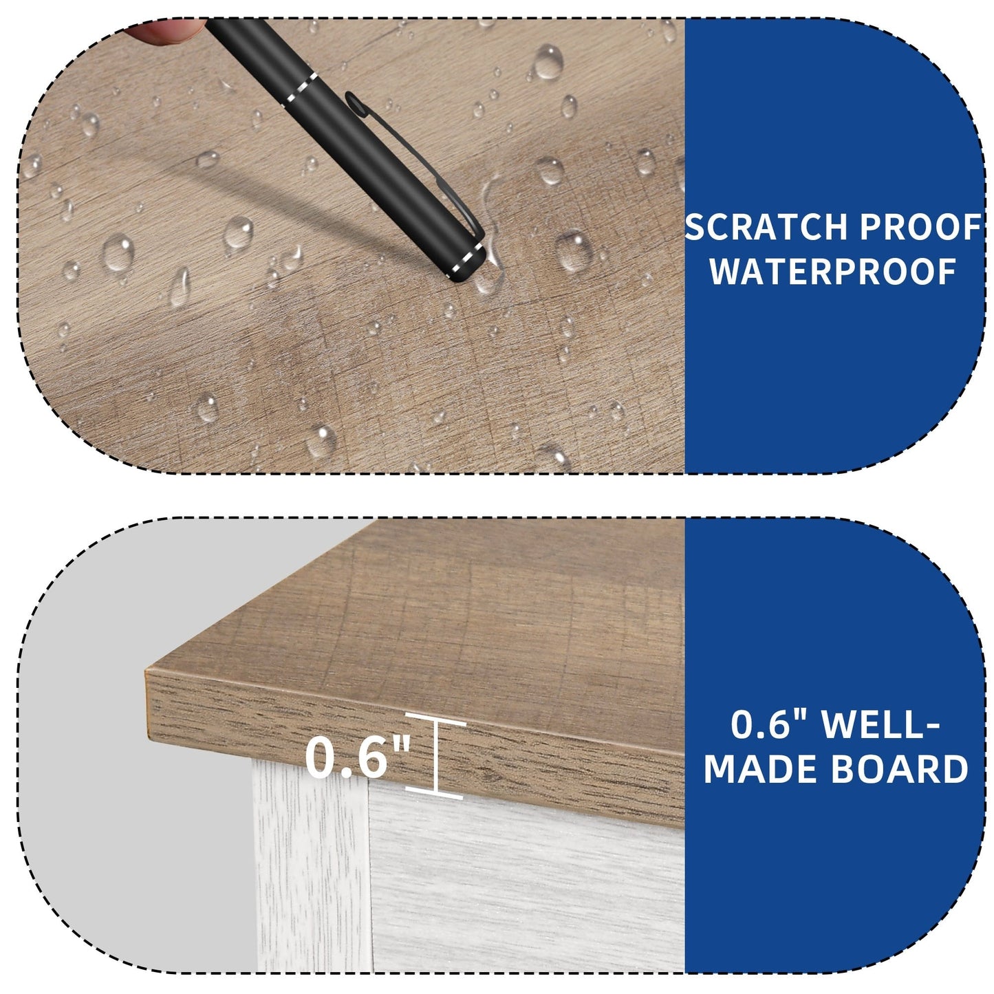 Meuble TV de style campagnard pour téléviseur jusqu'à 65 pouces avec portes et étagères ouvertes, console multimédia et prise électrique.