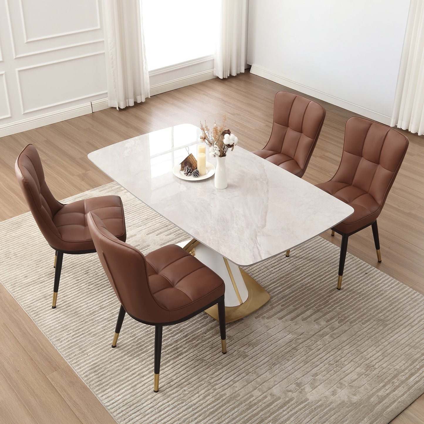 Ensemble de 2 ou 4 chaises de salle à manger rembourrées en similicuir