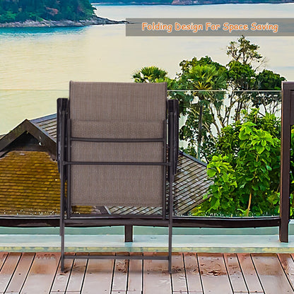 Ensemble de 2 fauteuils pliants marron pour terrasse