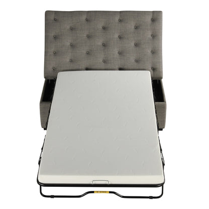 Canapé-lit pliant, pouf de 126 cm avec matelas à mémoire de forme et capitonnage.