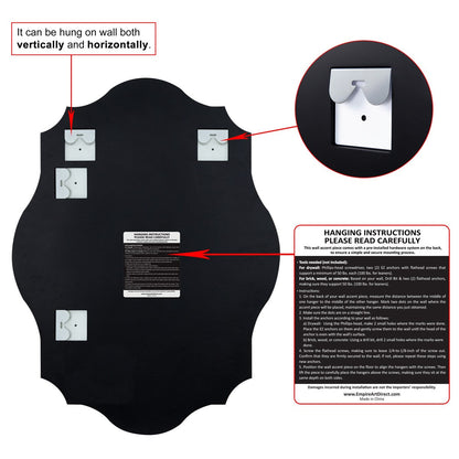 Miroir mural oblong biseauté et festonné sans cadre