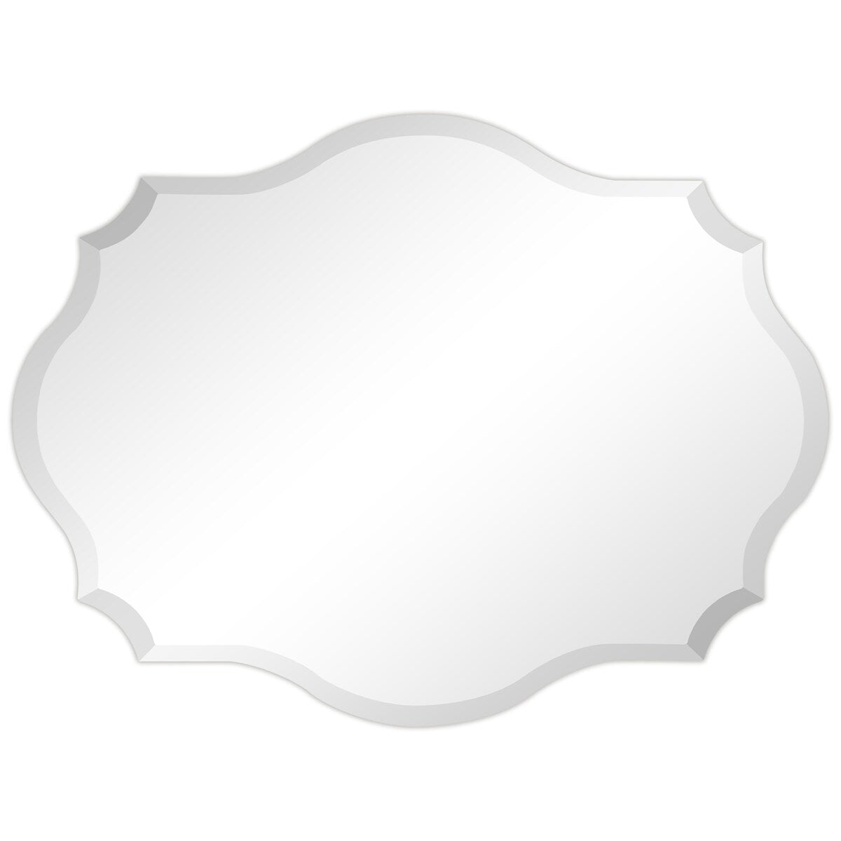 Miroir mural oblong biseauté et festonné sans cadre