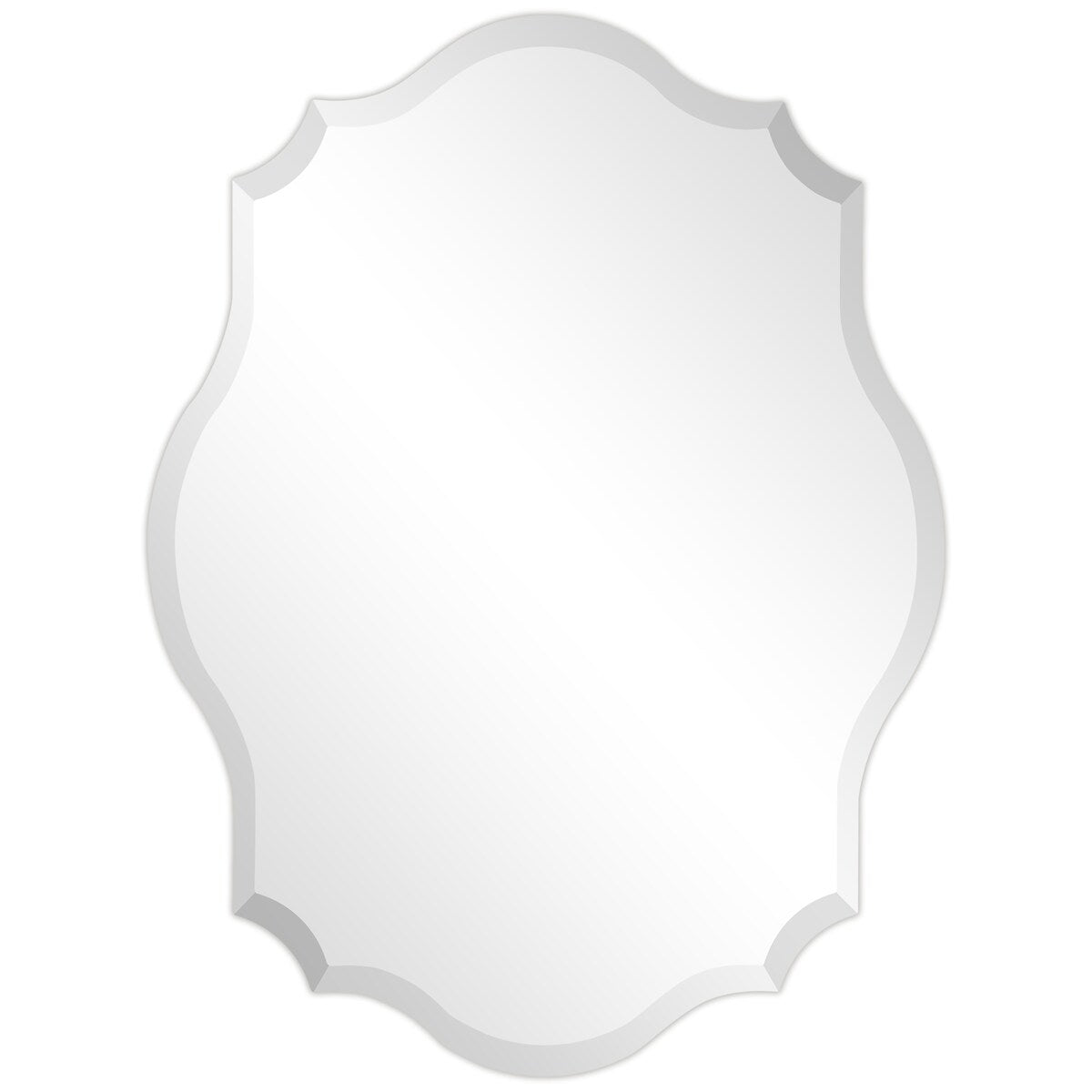 Miroir mural oblong biseauté et festonné sans cadre