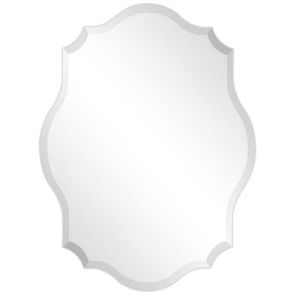 Miroir mural oblong biseauté et festonné sans cadre