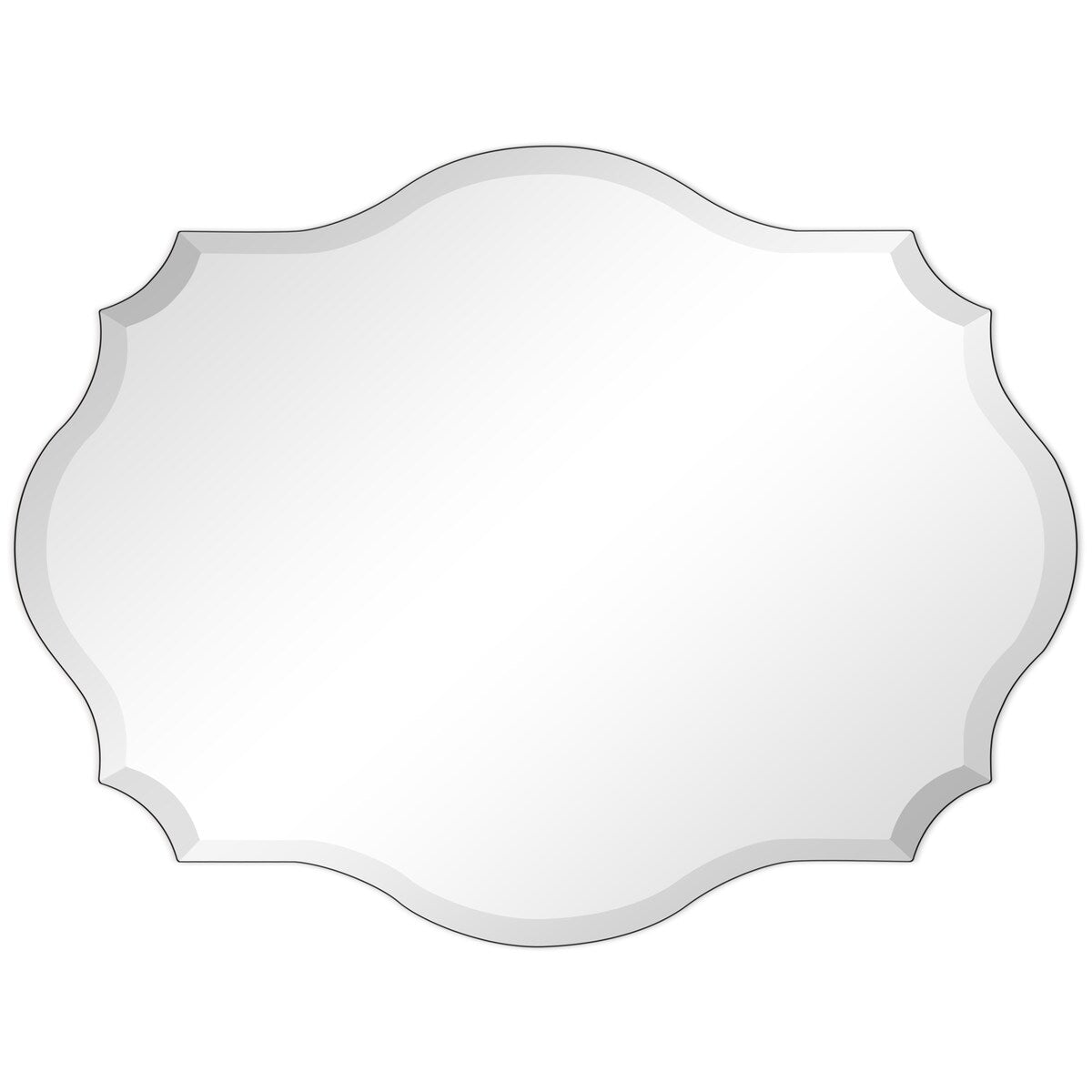 Miroir mural oblong biseauté et festonné sans cadre