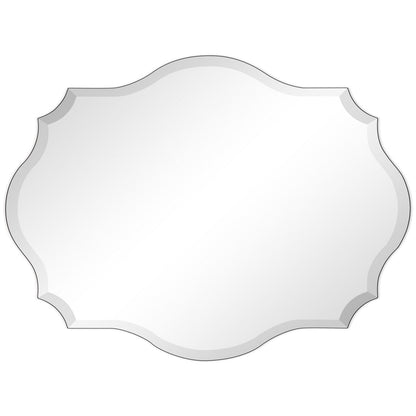 Miroir mural oblong biseauté et festonné sans cadre