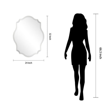 Miroir mural oblong biseauté et festonné sans cadre