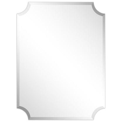 Miroir mural rectangulaire sans cadre à bord biseauté festonné, pour salle de bain, coiffeuse ou chambre, transparent.