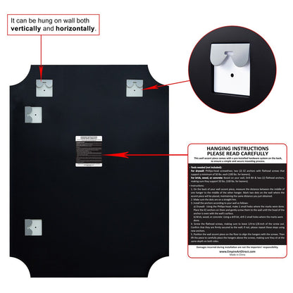 Miroir mural rectangulaire sans cadre à bord biseauté festonné, pour salle de bain, coiffeuse ou chambre, transparent.