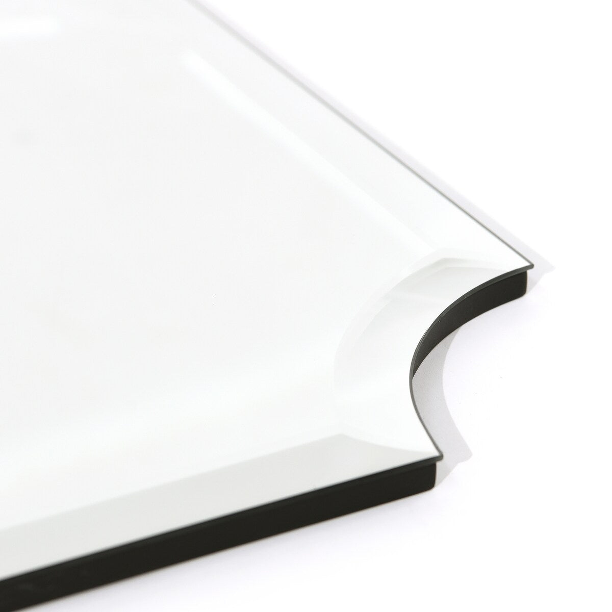 Miroir mural rectangulaire sans cadre à bord biseauté festonné, pour salle de bain, coiffeuse ou chambre, transparent.