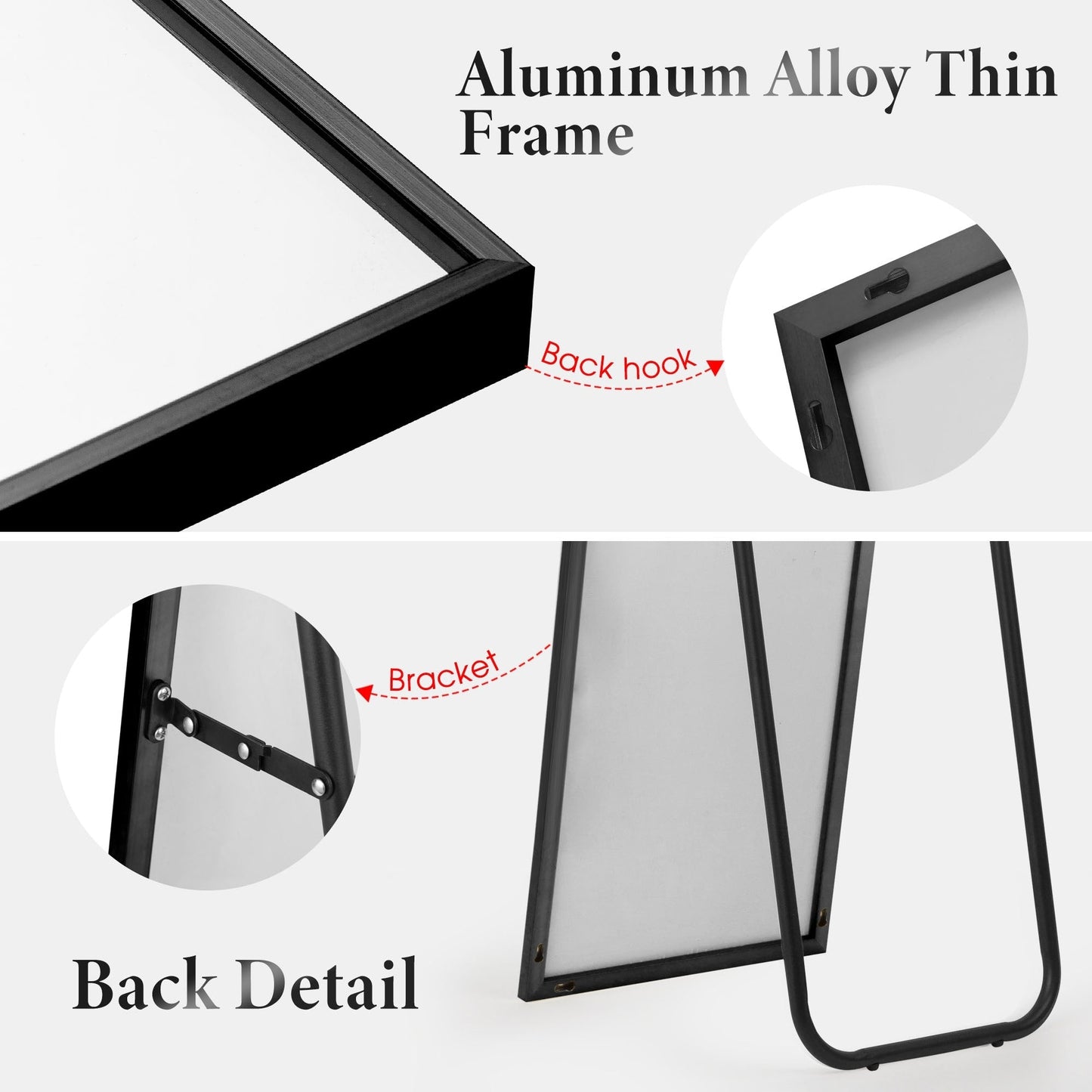 Miroir pleine longueur, grand miroir mural, miroir en pied