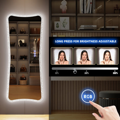 Miroir pleine longueur avec éclairage RGB - Blanc