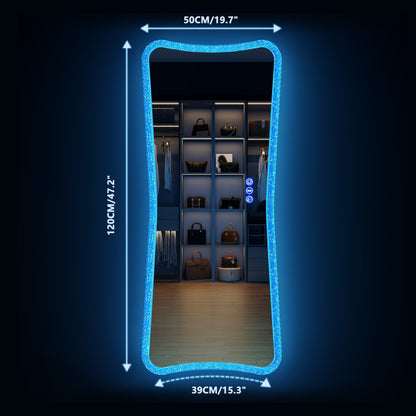 Miroir pleine longueur avec éclairage RGB - Blanc