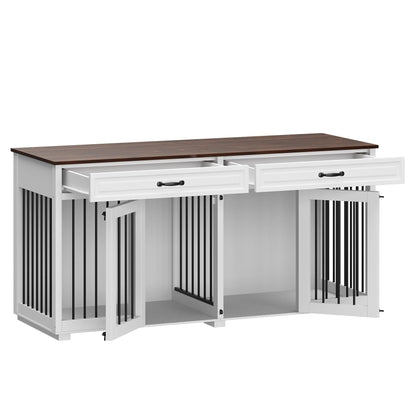 Cage pour chien style meuble, niche en bois pour grand chien de 64,5 pouces