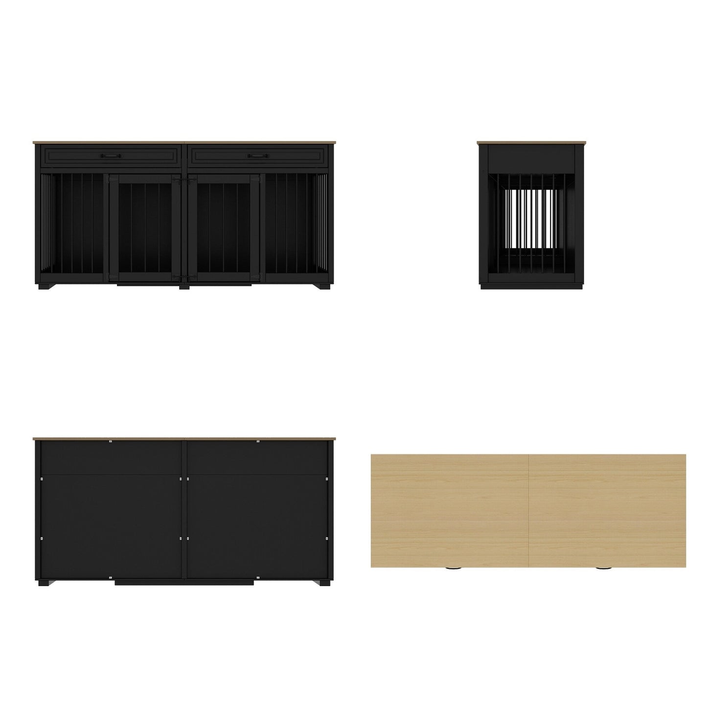 Cage pour chien style meuble, niche en bois pour grand chien de 64,5 pouces