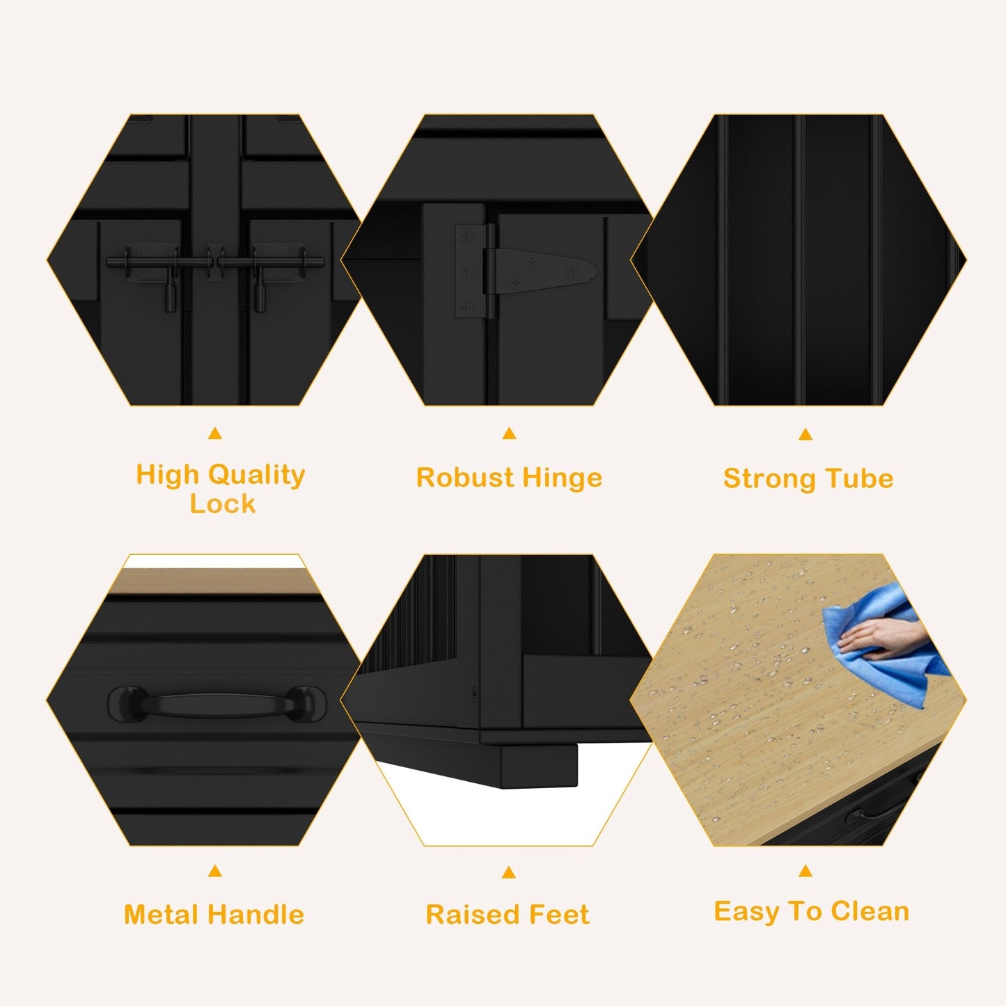 Cage pour chien style meuble, niche en bois pour grand chien de 64,5 pouces