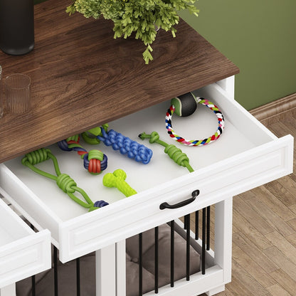 Cage pour chien style meuble, niche en bois pour grand chien de 64,5 pouces