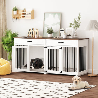 Cage pour chien style meuble, niche en bois pour grand chien de 64,5 pouces