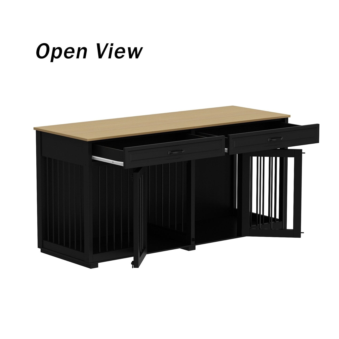 Cage pour chien style meuble, niche en bois pour grand chien de 64,5 pouces