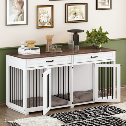 Cage pour chien style meuble, niche en bois pour grand chien de 64,5 pouces
