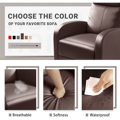 Canapé inclinable Furniwell en cuir PU avec assise et dossier rembourrés.