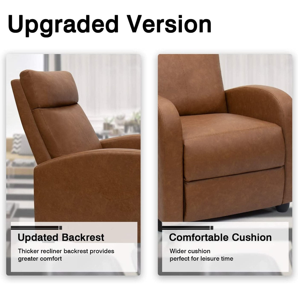 Canapé inclinable Furniwell en cuir PU avec assise et dossier rembourrés.