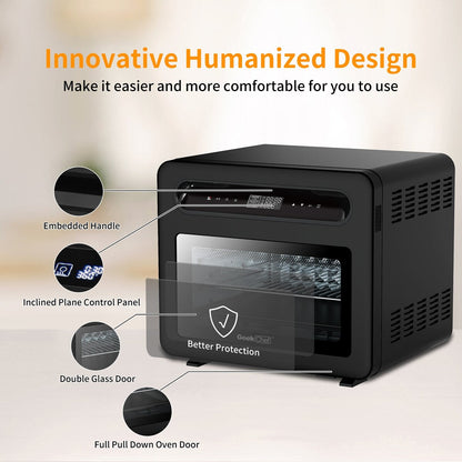 Four combiné friteuse à air chaud/four à vapeur Geek Chef 26 QT, 50 programmes de cuisson prédéfinis, acier inoxydable noir