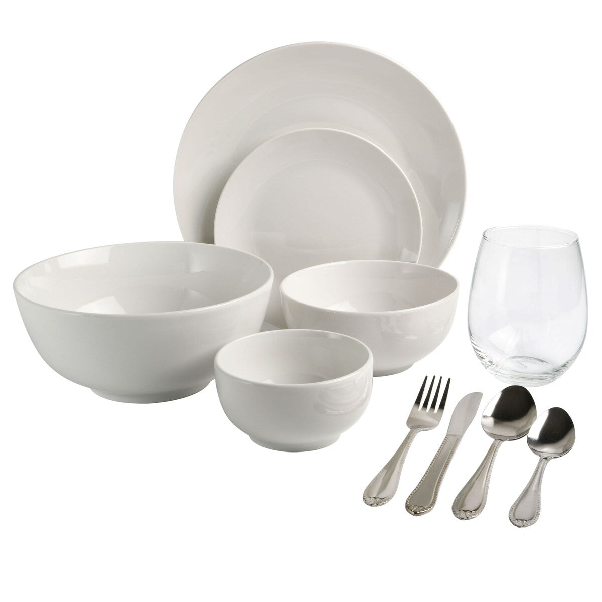 Service de table Gibson Home All U Need 60 pièces (assiettes, bols, verres, fourchettes, cuillères et couteaux) pour 6 personnes