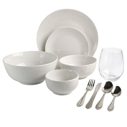 Service de table Gibson Home All U Need 60 pièces (assiettes, bols, verres, fourchettes, cuillères et couteaux) pour 6 personnes