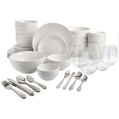 Service de table Gibson Home All U Need 60 pièces (assiettes, bols, verres, fourchettes, cuillères et couteaux) pour 6 personnes