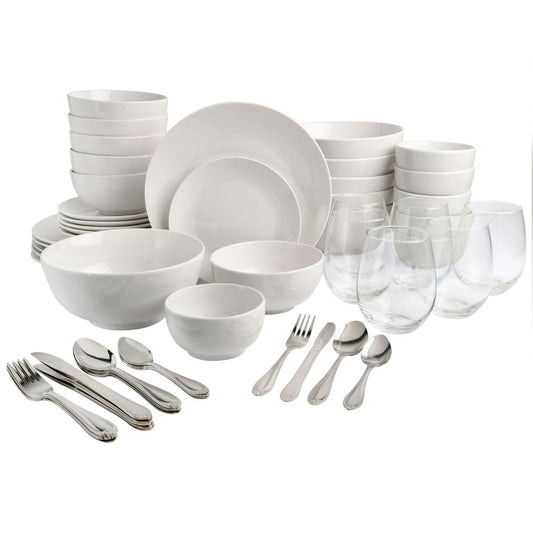 Service de table Gibson Home All U Need 60 pièces (assiettes, bols, verres, fourchettes, cuillères et couteaux) pour 6 personnes