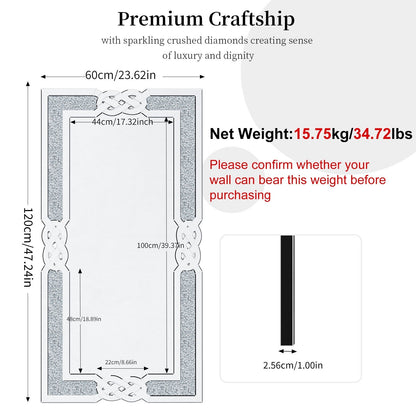 Miroir mural Glamour Crystal Accent Diamond Art