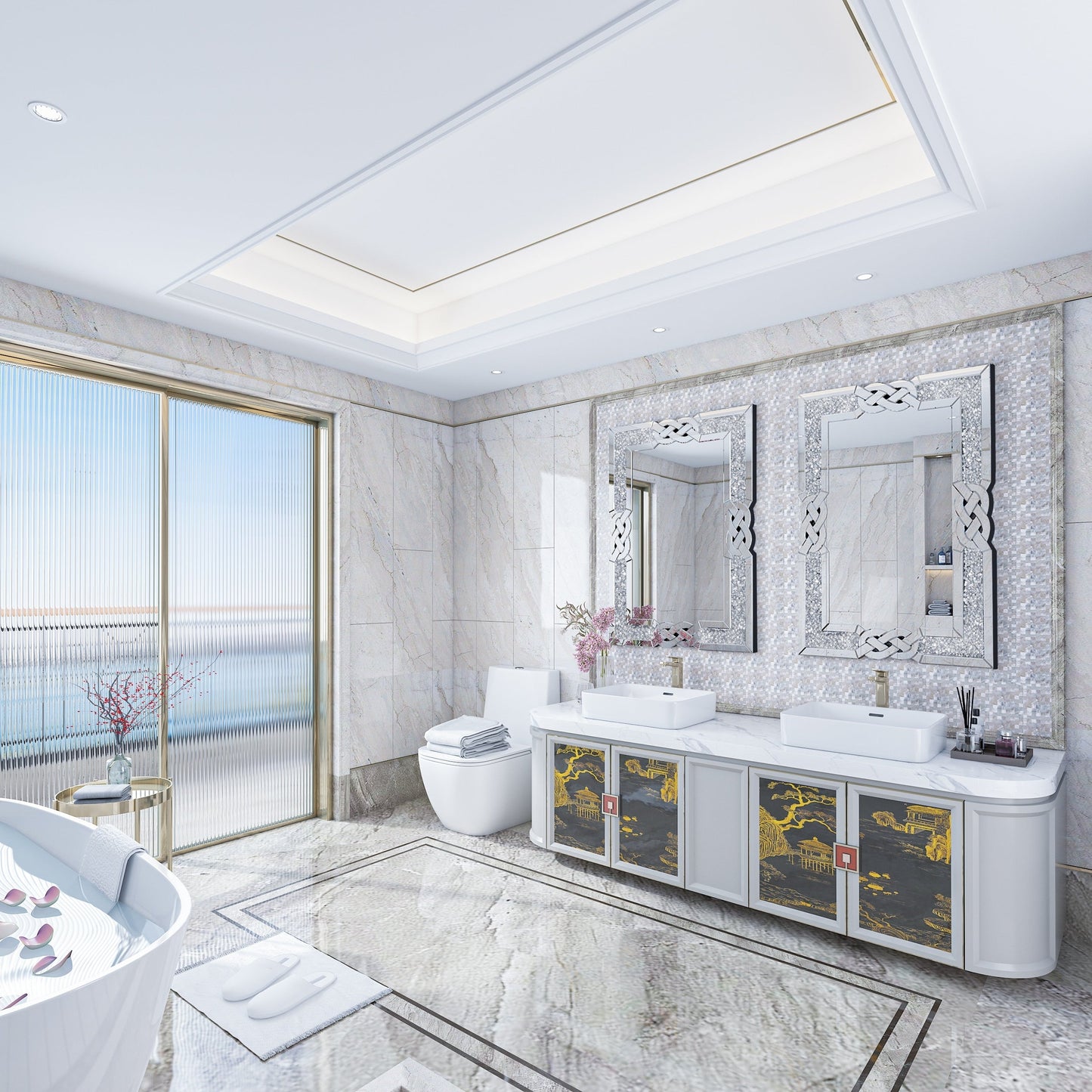 Miroir mural Glamour Crystal Accent Diamond Art