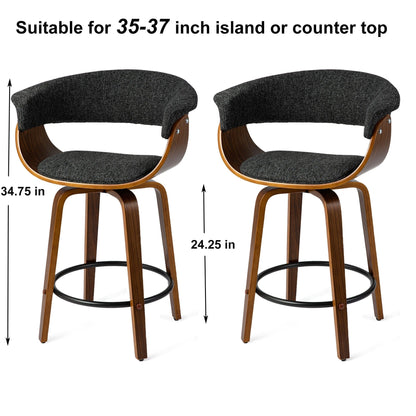 Ensemble de 2 ou 4 tabourets de bar pivotants modernes en bois, hauteur comptoir et bar, Glitzhome