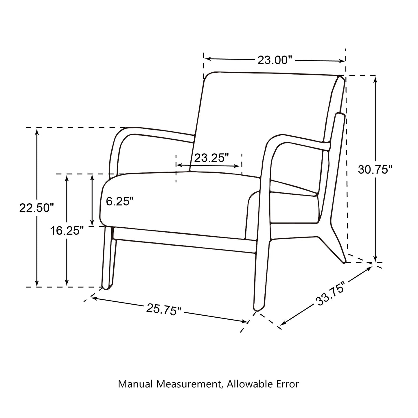 Fauteuil d'appoint Glitzhome style moderne mi-siècle en similicuir avec coussin - 65,4 cm (L) x 85,7 cm (P) x 78,1 cm (H)