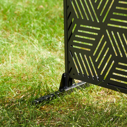 Clôture de séparation de pièce Glitzhome 6 pi galvanisée à motifs floraux, 3 panneaux