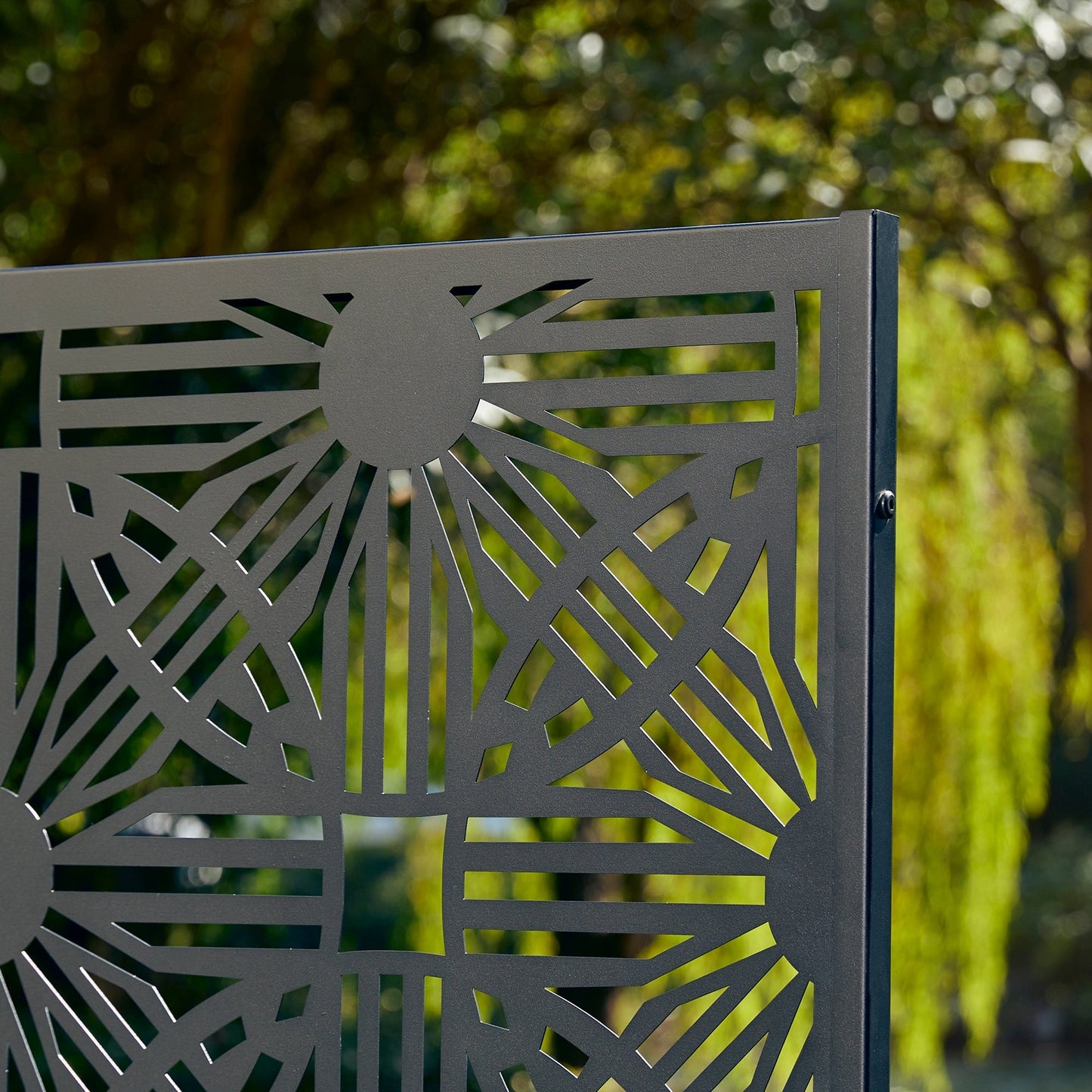 Clôture de séparation de pièce Glitzhome 6 pi galvanisée à motifs floraux, 3 panneaux