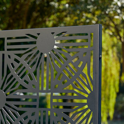 Clôture de séparation de pièce Glitzhome 6 pi galvanisée à motifs floraux, 3 panneaux